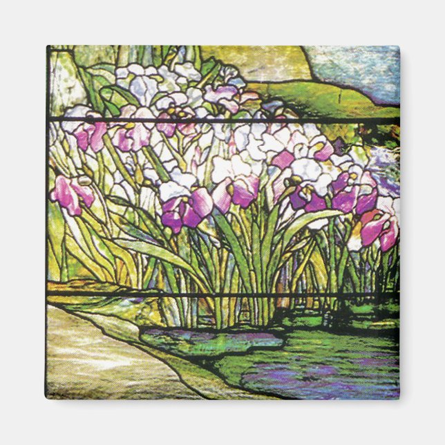 Art Nouveau Tiffany Stained Glass Nature Magnet (Front)
