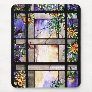 Art Nouveau Tiffany Stained Glass Nature Mouse Mat