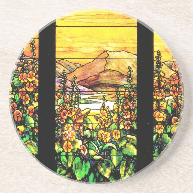 Art Nouveau Tiffany Stained Glass Vintage Coaster (Front)