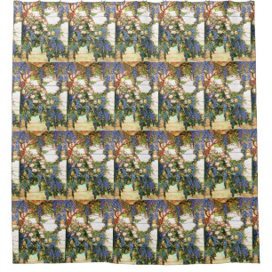 Art Nouveau Tiffany Stained Glass Wisteria Flowers Shower Curtain