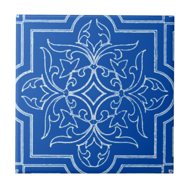 Art Nouveau tiles in  cobalt blue (Front)