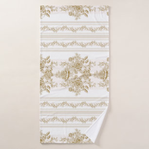 Art nouveau,Toile,floral,pattern,beige,chic,elegan Bath Towel