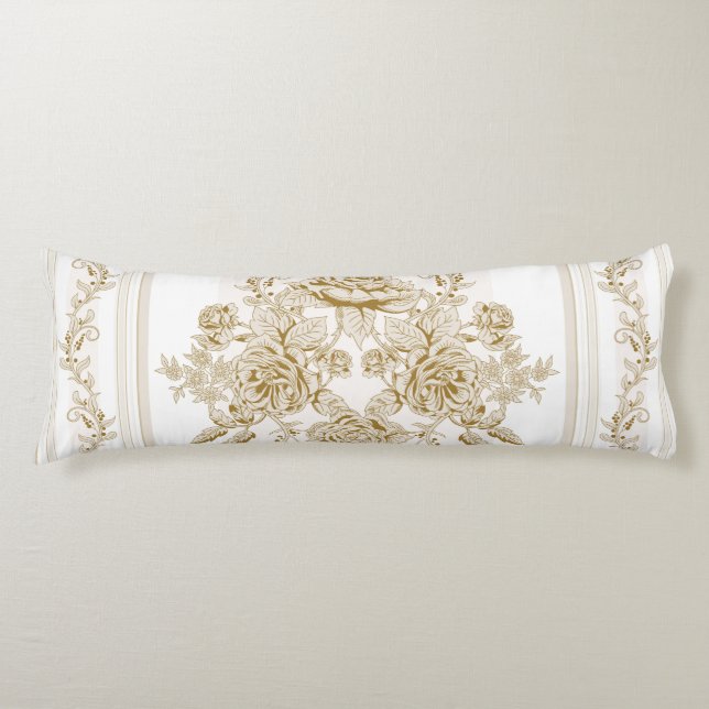 Art nouveau,Toile,floral,pattern,beige,chic,elegan Body Cushion (Front)