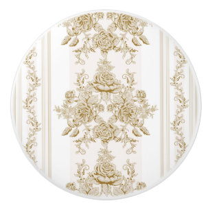 Art nouveau,Toile,floral,pattern,beige,chic,elegan Ceramic Knob