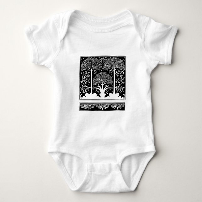 Art Nouveau Tree Beardsley Pattern Baby Bodysuit (Front)