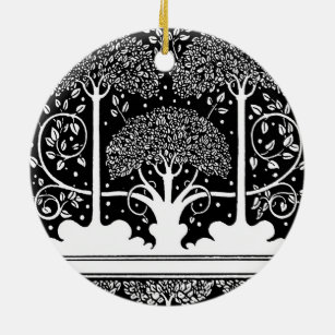 Art Nouveau Tree Beardsley Pattern Ceramic Tree Decoration