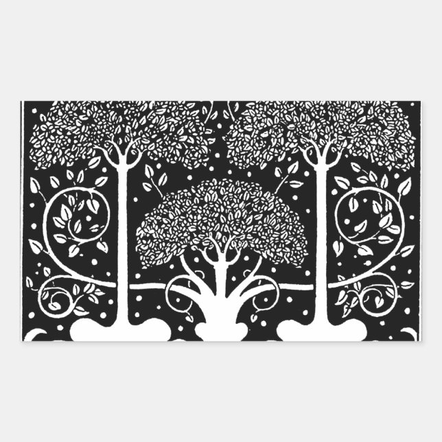 Art Nouveau Tree Beardsley Pattern Rectangular Sticker (Front)