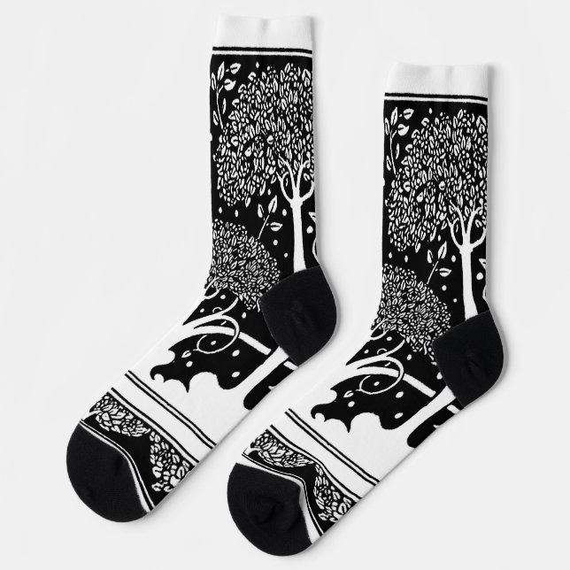 Art Nouveau Tree Beardsley Pattern Socks (Left)
