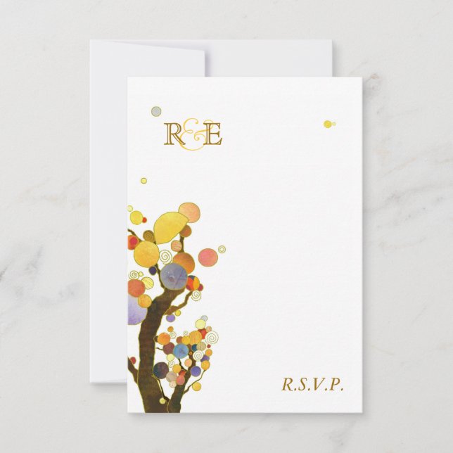 Art Nouveau Trees Casual Outdoor Wedding RSVP (Front)