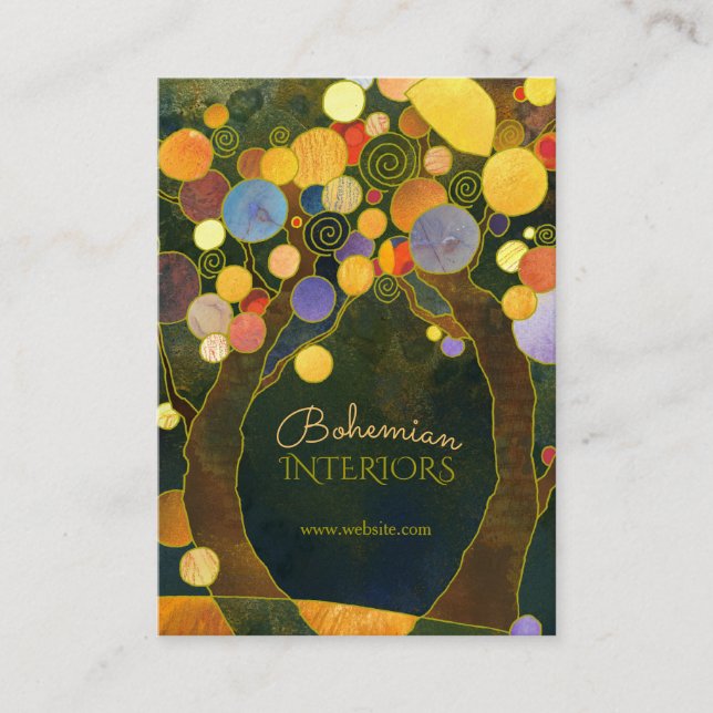Art Nouveau Trees Interior Design Business Card (Front)