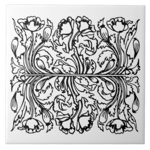 Art nouveau tulip ceramic tile
