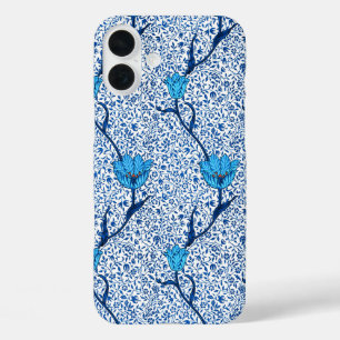 Art Nouveau Tulip Damask, Cobalt Blue iPhone 16 Plus Case