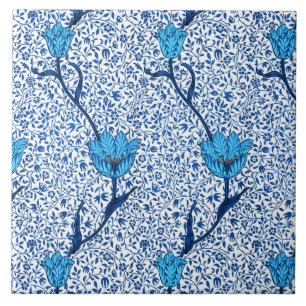 Art Nouveau Tulip Damask, Cobalt Blue Tile