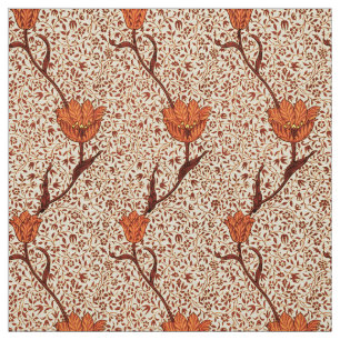 Art Nouveau Tulip Damask, Coral and Beige Fabric