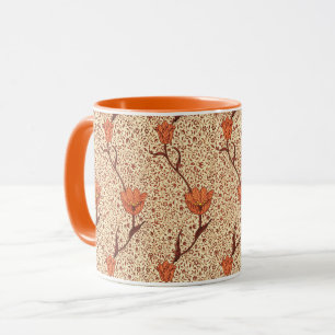 Art Nouveau Tulip Damask, Coral and Beige Mug