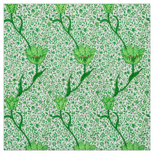 Art Nouveau Tulip Damask, Emerald Green Fabric
