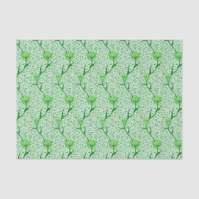 Art Nouveau Tulip Damask, Emerald Green Tissue Paper (Front)