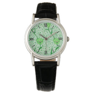Art Nouveau Tulip Damask, Emerald Green Watch