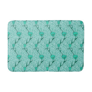Art Nouveau Tulip Damask, Turquoise Bath Mat