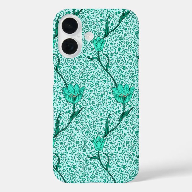 Art Nouveau Tulip Damask, Turquoise Case-Mate iPhone Case (Back)