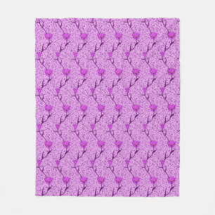 Art Nouveau Tulip Damask, Violet and Orchid Fleece Blanket