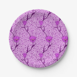 Art Nouveau Tulip Damask, Violet and Orchid Paper Plate