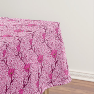 Art Nouveau Tulip Damask, Wine & Fuchsia Pink Tablecloth