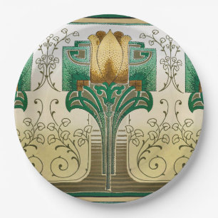 Art Nouveau Tulip  Motif Wedding Birthday Holiday Paper Plate