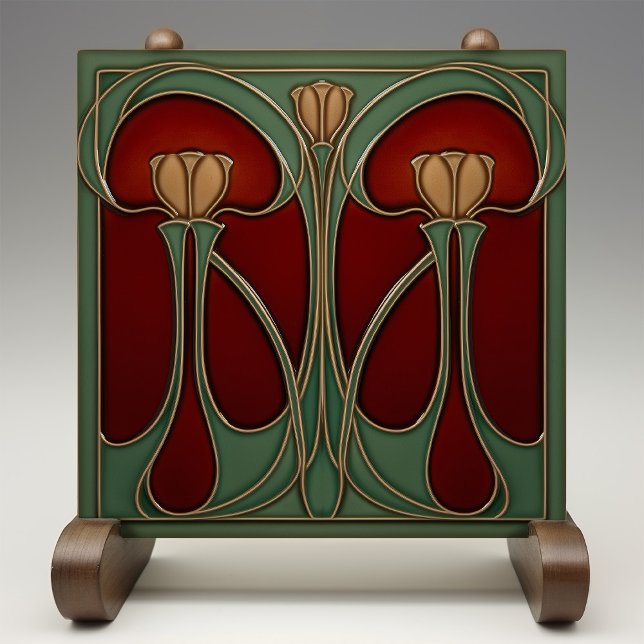 Art Nouveau Tulip Tapestry Ceramic Tile (Creator Uploaded)