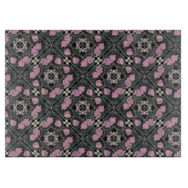 Art Nouveau Tulip  Vintage Glass Cutting Board (Front)