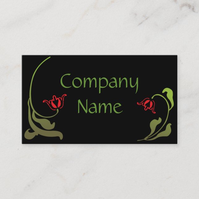 Art Nouveau Tulips Business Cards (Front)