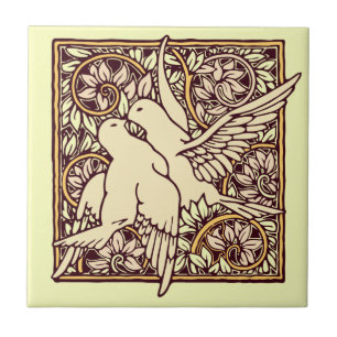Art Nouveau Turtle Doves Tile