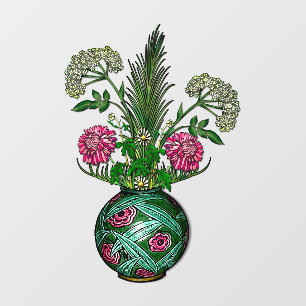 Art Nouveau Vase and Flowers Window Cling
