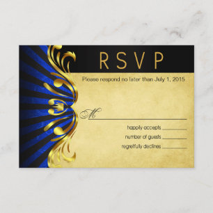 Art Nouveau Vegas RSVP   gold blue Card
