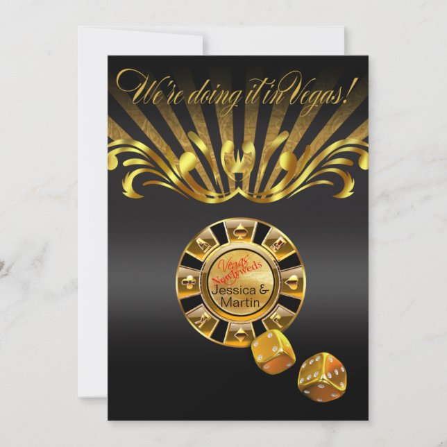 Art Nouveau Vegas Wedding | gold black Invitation (Front)