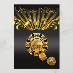 Art Nouveau Vegas Wedding   gold black Invitation