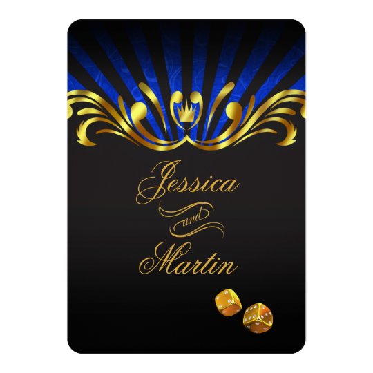 Art Nouveau Vegas Wedding | gold blue Card