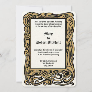 Art Nouveau Victorian Era 1901 Foliage Wedding Invitation