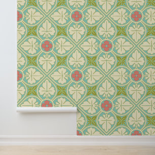 Art Nouveau Victorian Ornate Leaf Floral Pattern Wallpaper