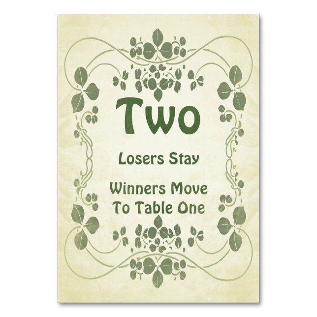 Art Nouveau Vintage #2 Bunco Table Card (Front)