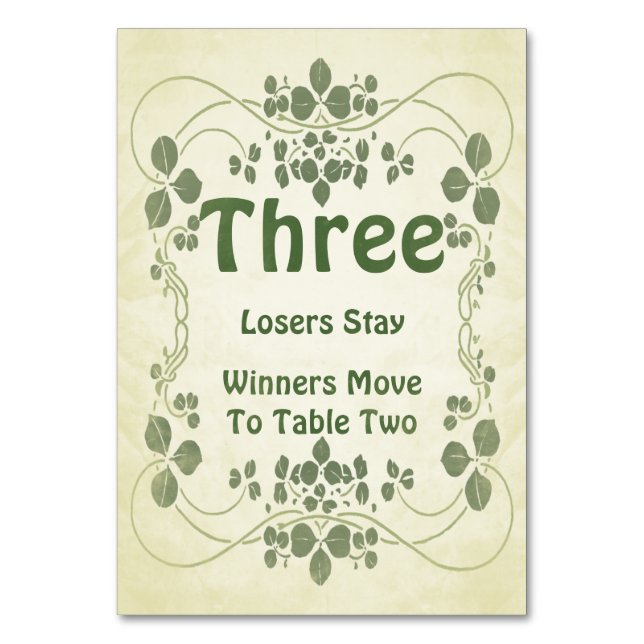 Art Nouveau Vintage #3 Bunco Table Card (Front)