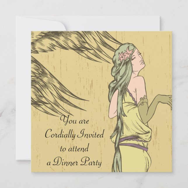 art nouveau vintage beauty Dinner Cocktail Party Invitation (Front)