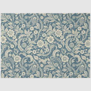 Art Nouveau Vintage Blue Floral Wallpaper Pattern Tissue Paper