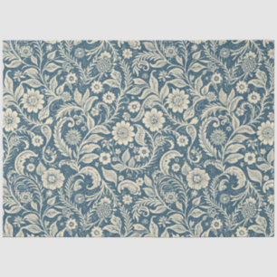 Art Nouveau Vintage Blue Floral Wallpaper Pattern Tissue Paper