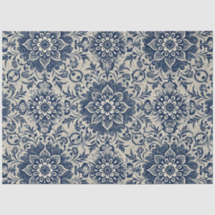 Art Nouveau Vintage Blue Floral Wallpaper Pattern Tissue Paper