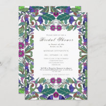 Art Nouveau vintage blue pink floral bridal