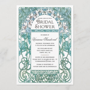 Art Nouveau Vintage Bridal Shower Invitations Blue