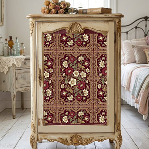 Art Nouveau Vintage Burgundy Ivory Floral Scroll Tissue Paper