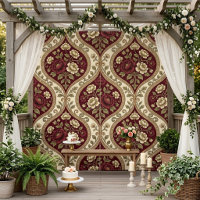 Art Nouveau Vintage Burgundy Ivory Floral Wedding