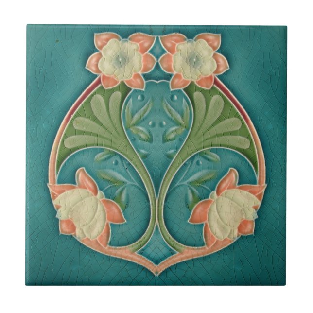 Art Nouveau Vintage Design Feature Tile 2 Sizes (Front)